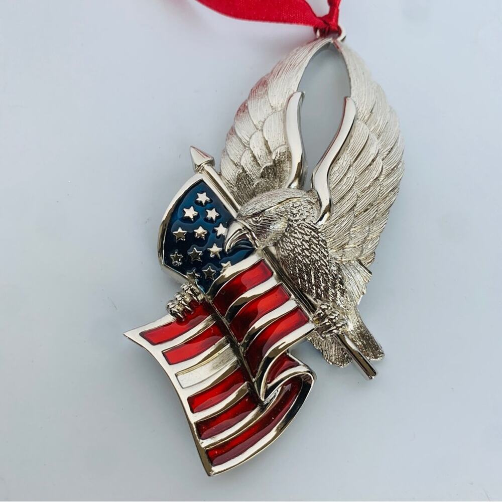 Vintage Lenox Gorham Eagle American Flag Ornament